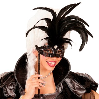 Venezianische Maske Mit Stab – Maskerade, Karneval, Halloween – Handbemalt Mit Strass