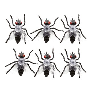 Gruseliges Geziefer-Set mit 6 Fliegen Schwarz 5,5cm