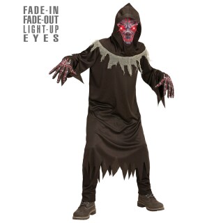 Gruseliges Teufel-Kostüm für Kinder mit leuchtenden Augen Schwarz 164, 14 - 16 Jahre