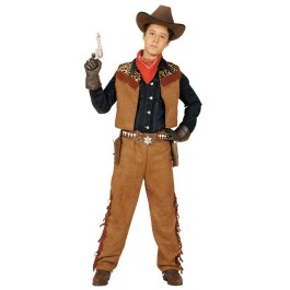 Trendiges Cowboy-Kostüm mit Weste & Hose für Kinder Braun 128, 5 - 7 Jahre