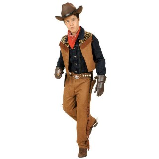 Trendiges Cowboy-Kostüm mit Weste & Hose für Kinder Braun 158, 11 - 13 Jahre