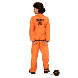 Cooles Sträfling-Kostüm für Jungen Orange 128, 5 - 7 Jahre