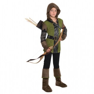 Robin Hood Kostüm für Kinder Grün-Braun 8 - 10 Jahre, 128 - 134 cm