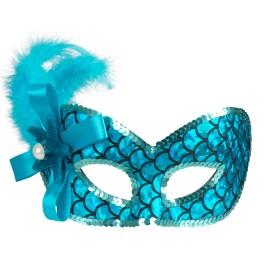 Venezianische Meerjungfrau Maske Blau-Türkis