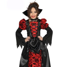 Edles Vampir-Kostüm für Kinder Rot-Schwarz 3 - 4 Jahre, 95 - 100 cm