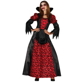 Vornehmes Halloween Vampir-Kleid Rot-Schwarz