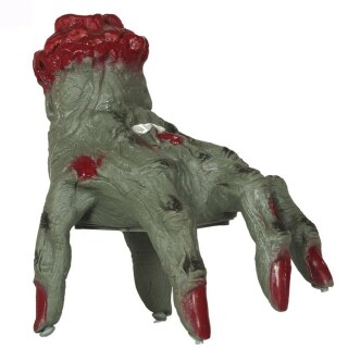 Laufende Zombiehand mit Musik Grau-Rot 20cm