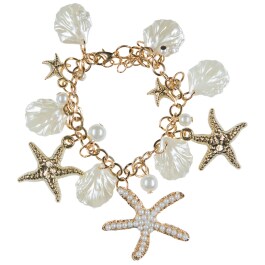 Elegantes Muschel-Armband mit Seesternen Gold-Perlmuttfarben