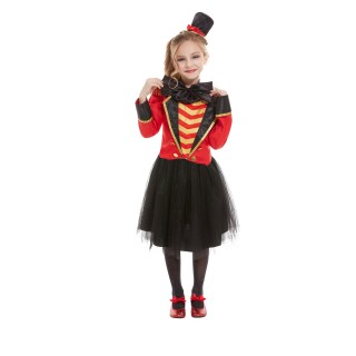 Edles Zirkus-Direktorin Kostüm für Kinder Schwarz-Rot L, 10 - 12 Jahre, 145 - 158 cm
