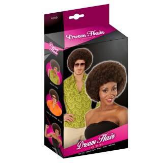 Afro-Perücke 70er Jahre Style – Kunstfaser, Voluminös, Verstellbar, Inkl. Zubehör