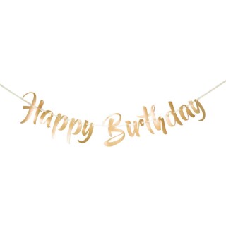 Edle Buchstaben-Girlande Happy Birthday Gold 1m