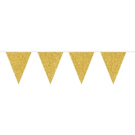 Glitzernde Wimpelkette für Geburtstage Gold 6m