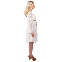 Stilechtes Hippie-Kleid mit Spitze für Erwachsene Weiß 38/40 (S/M)