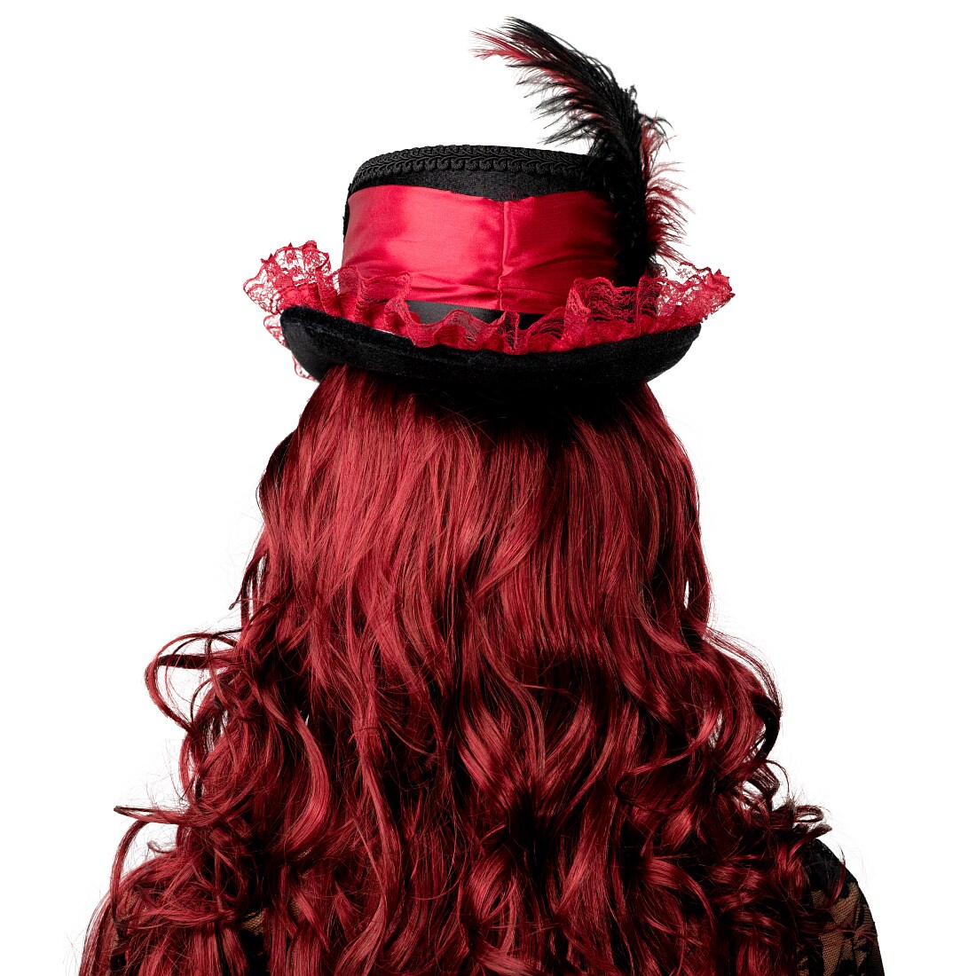 Steampunk Zylinder Mit Brille - Schwarz Mit Federn Für Damen