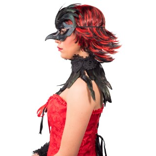 Federkragen Schwarz Für Damen - Black Swan/Raben Kostüm, Gothic Federschulter Für Karneval, Cosplay, Partys (ca. 82 Cm)