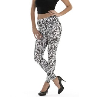 Extravagante Zebra-Leggings für Frauen Schwarz-Weiß