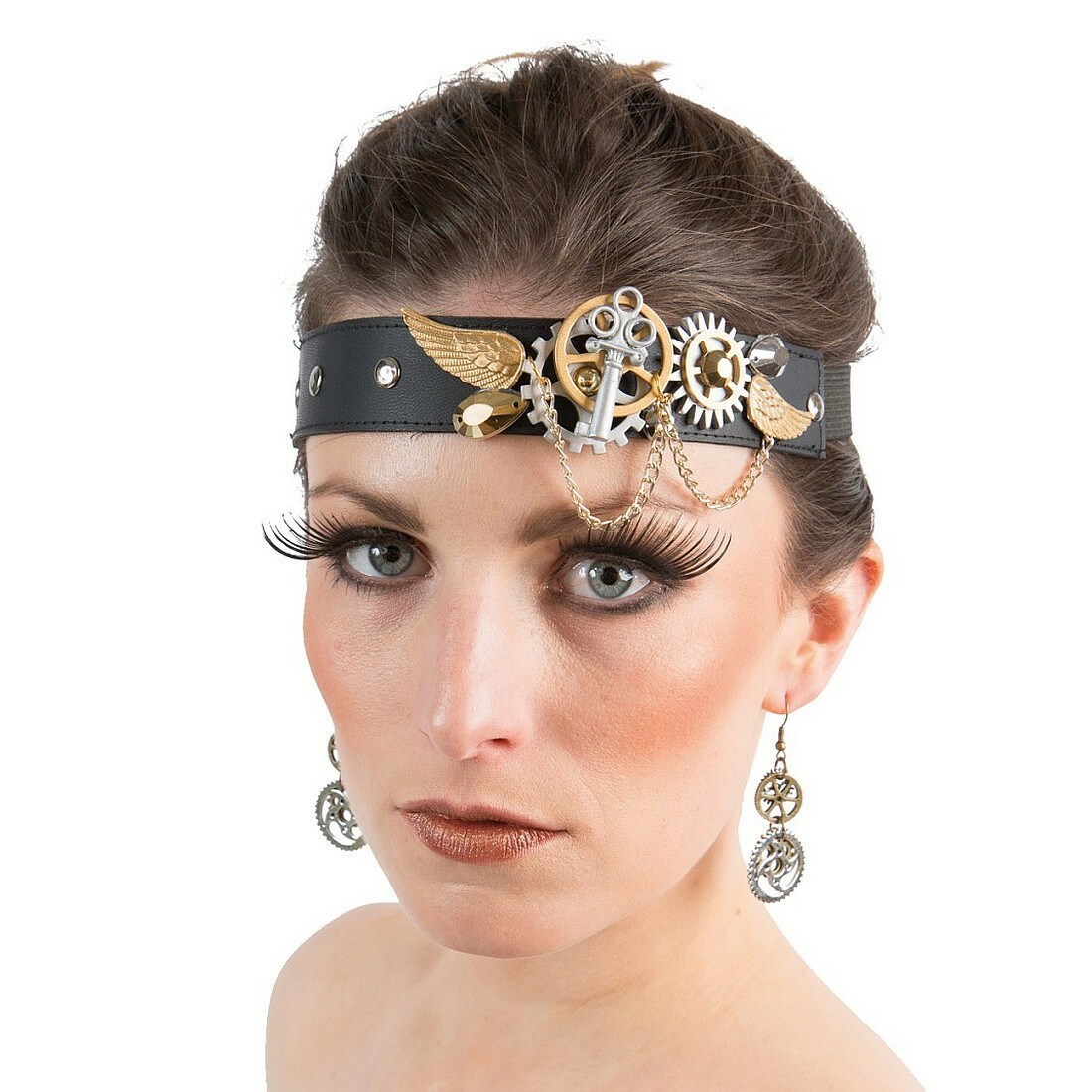 Haarband Mit Ösen – 23 Cm, Elastisch, Punk-Stil, Weiß, Für Damen & Mädchen