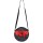 Gepunktete Damenhandtasche Rockabella mit Schleife Schwarz-Rot 18x18cm