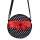 Gepunktete Damenhandtasche Rockabella mit Schleife Schwarz-Rot 18x18cm