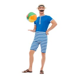 Gestreifter Badeanzug für Männer Blau-Weiß