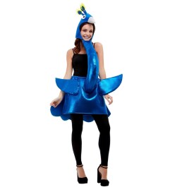Witziges Pfau-Kostüm für Damen Blau