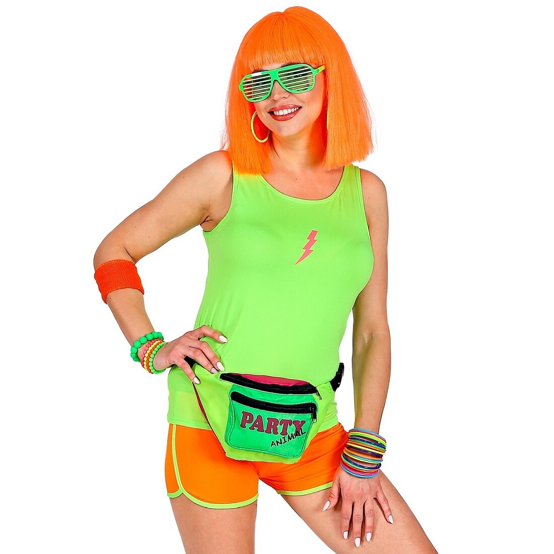 Neon-grüne Tiger-Leggings – Perfekt Für 80er/90er Mottoparty & Karneval