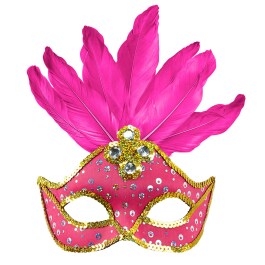 Brasilianische Karneval-Maske mit Federn Rosa