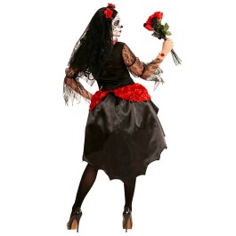 Dia de los Muertos Kostüm für Damen Schwarz-Rot