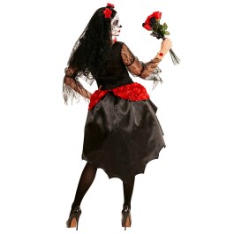 Dia de los Muertos Kostüm für Damen Schwarz-Rot L (42/44)