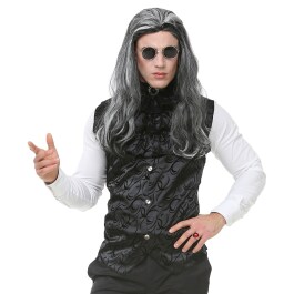 Gothic-Weste für Herren mit Jabot Schwarz-Grau