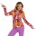 Knallige 70er Jahre Bluse mit Blumen Orange-Violett S/M (34 - 40)