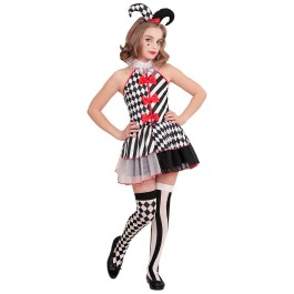 Harlekin Clown Kostüm für Mädchen 158, 11 - 13 Jahre