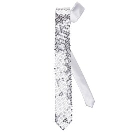 Schmale Glitzer-Krawatte für Damen & Herren Silber