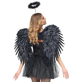 Engelsflügel Engel Flügel schwarz Federflügel Karneval Halloween 80x65cm  #0120 