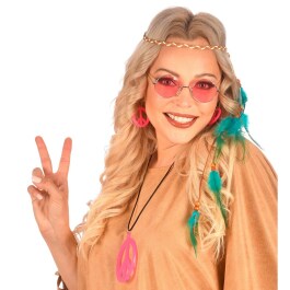 Tolles Boho-Haarband mit Federn für Hippies Braun-Türkis