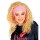 Stylische 80er Jahre Locken-Perücke mit Stirnband Blond-Rosa