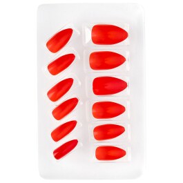 Künstliche Stiletto Fingernägel Teufelin Rot Fake Nails Halloween zum Aufkleben 