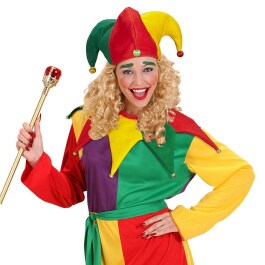 Farbenfrohes Kostüm-Set mit Narren-Kappe & -Kragen