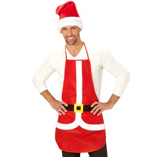 Witzige Weihnachtsmann-Grillschürze Rot 75x54cm
