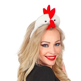 Witziges Hühner-Kostüm-Set mit Haarreif und Schwanz Weiß-Rot