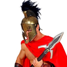 Hochwertiger Gladiator Helm mit Federbesatz Bronze-Schwarz