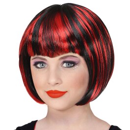 Stylische Kurzhaar Bob-Perücke Zauberin Schwarz-Rot