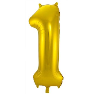 Edler Folienballon mit Ziffer 1 Gold 86cm