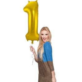 Edler Folienballon mit Ziffer 1 Gold 86cm