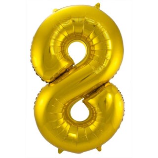 Edler Folienballon mit Ziffer 8 Gold 86cm