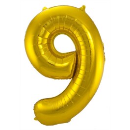 Edler Folienballon mit Ziffer 9 Gold 86cm