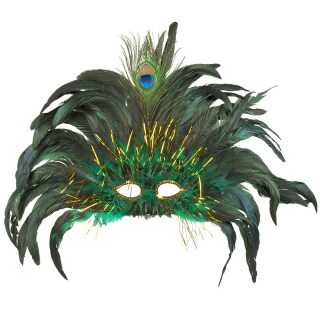 Schillernde Pfauenmaske für Erwachsene Grün-Schwarz