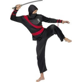 Ninja Kostüm Ninjakostüm Rot Schwarz M 48/50
