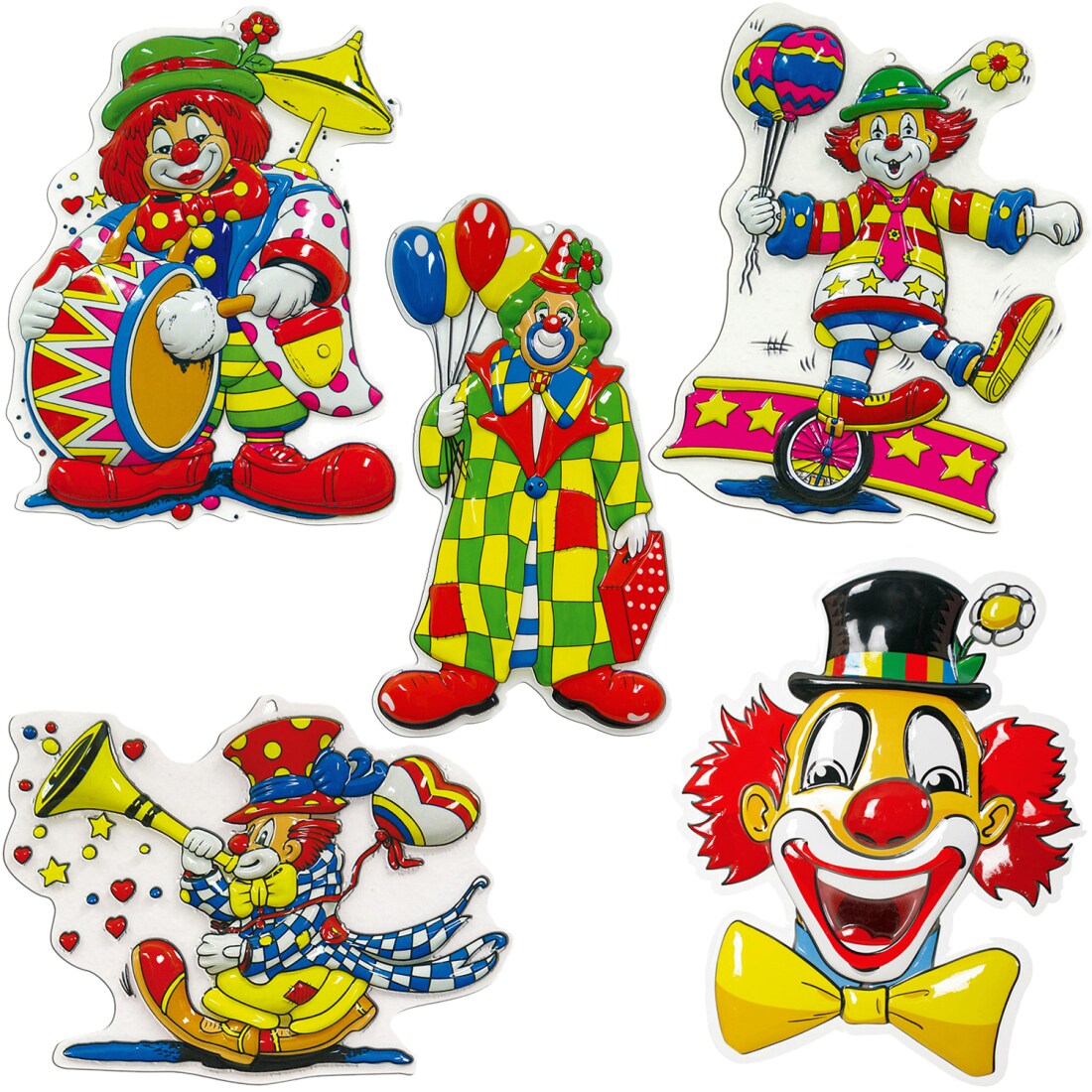 3D Clown Wandbild Für Karneval & Kindergeburtstag – Bunt, Ca. 30 Cm Hoch – Lustige Party-Deko