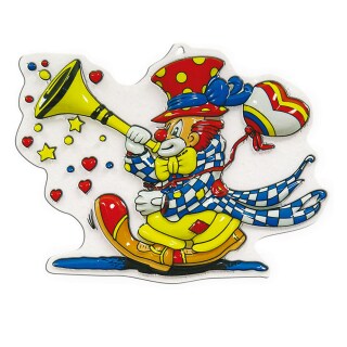 Lustige Wanddeko Clown mit Tröte 30 cm